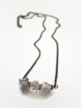 Load image into Gallery viewer, Raw Stone Bar Necklace, Labradorite, Herkimer Diamond Jewelry.