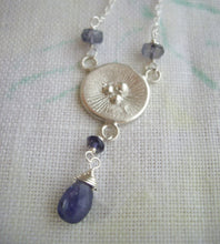 Load image into Gallery viewer, Poppy Tanzanite Necklace, December Birthstone Gift, Circle Sterling Silver Pendant.