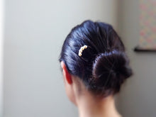 Load image into Gallery viewer, Pearl Hair Stick, Silver Hair Fork, Wedding Hair Pins.