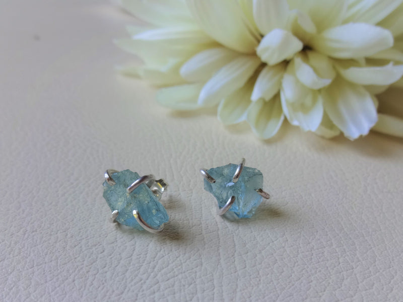 New items! Raw Aquamarine earrings