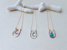 Load image into Gallery viewer, Gemstone Horseshoe necklace 