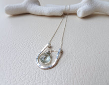 Load image into Gallery viewer, Green Amethyst Silver Necklace, Horseshoe Pendant