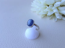 Load image into Gallery viewer, Kyanite Silver Ring, Mystic Blue Cabochon Ring