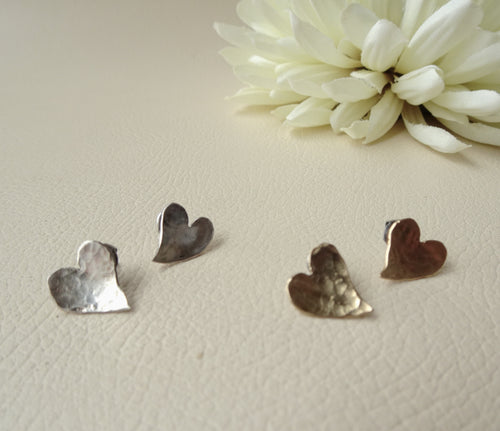 Heart Earrings, Gold or Silver, Minimalist Jewelry For Her