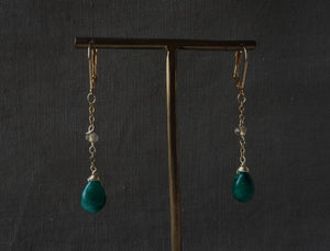 Green Drop and Citrine Earrings