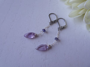 Amethyst and Iolite Chain Earrings