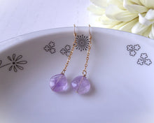 Load image into Gallery viewer, Amethyst Cushion Cut Chain Earrings