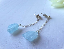Load image into Gallery viewer, Raw Aquamarine Chain Earrings