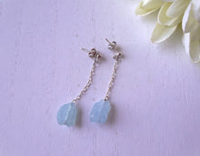 Load image into Gallery viewer, Raw Aquamarine Chain Earrings