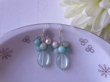 Load image into Gallery viewer, Fluorite and Amazonite Cluster Earrings