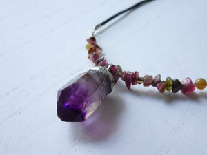 Deep Purple Amethyst Leather Cord Necklace