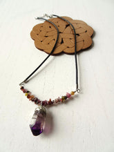 Load image into Gallery viewer, Deep Purple Amethyst Leather Cord Necklace