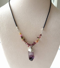 Load image into Gallery viewer, Deep Purple Amethyst Leather Cord Necklace