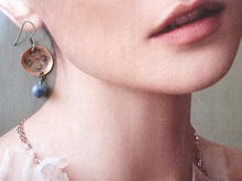 Load image into Gallery viewer, Blue Coral Mandara Earrings, Hand Stamped Jewelry