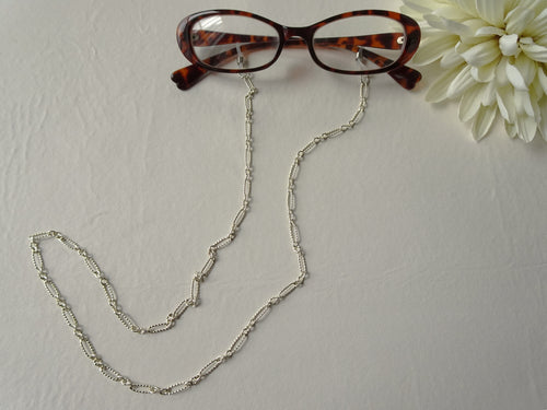 Designed Chain Glasses Lanyard, Silver Glasses Chain