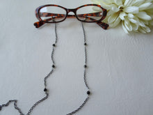 Load image into Gallery viewer, Gunmetal Chain Glasses Lanyard, Glasses Chain with Black Beads