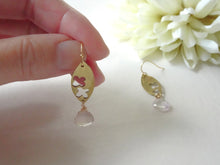 Load image into Gallery viewer, Gold Marquise and Ametrine Floral Earrings
