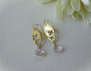 Gold Marquise and Ametrine Floral Earrings