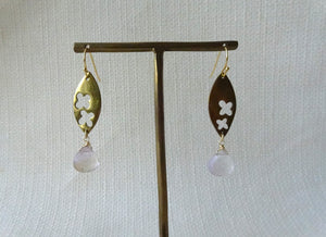Gold Marquise and Ametrine Floral Earrings