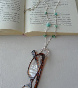 Silver Turquoise Necklace, Eyeglasses Holder Necklace