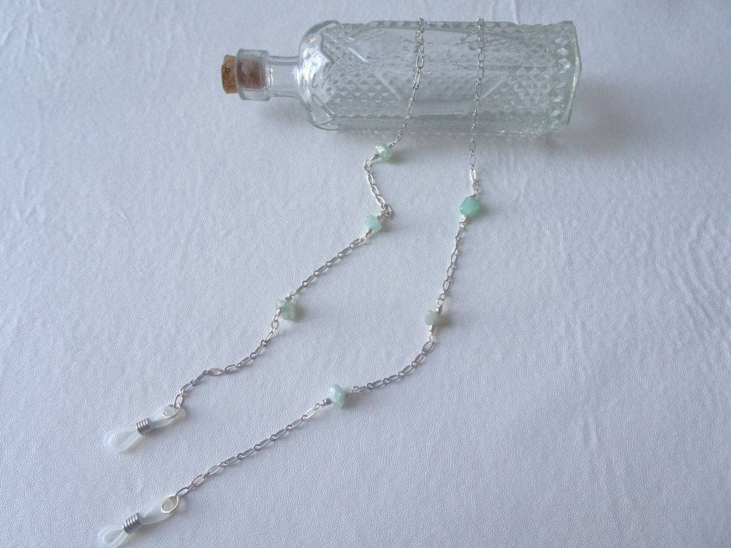 Silver Eyeglasses Chain with Aventurine