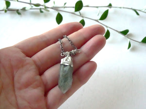 Moss Quartz Garden Gate Pendant, Raw Stone Pendant