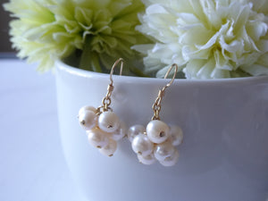 Fresh Water Pearl Cluster Short Earrings