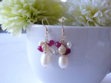 Load image into Gallery viewer, Pearl and Multi Gems Earrings