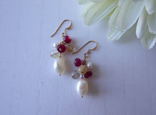 Load image into Gallery viewer, Pearl and Multi Gems Earrings