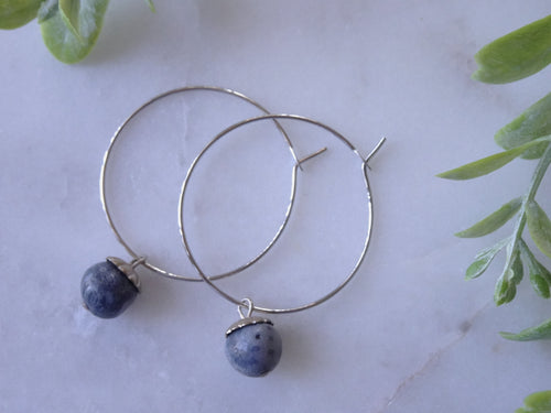 Blue Coral Hoop Earrings
