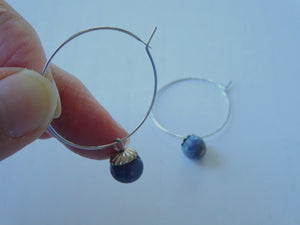 Blue Coral Hoop Earrings