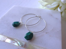 Load image into Gallery viewer, Green Malachite Hoop Earrings