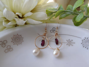 Garnet and pearl earrings