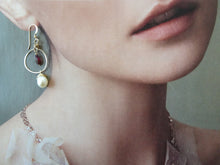 Load image into Gallery viewer, Garnet and pearl earrings