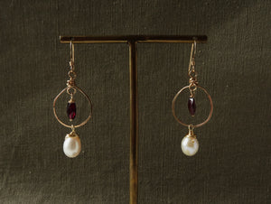 Garnet and pearl earrings