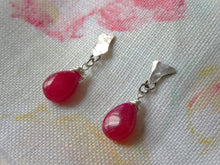 Load image into Gallery viewer, Red drop silver metal scrap earrings