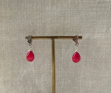 Load image into Gallery viewer, Red drop silver metal scrap earrings