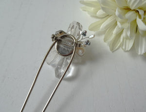 Brooch Converter, Brooch to Hair Pin, Silver Hammered Texture Pin