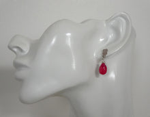 Load image into Gallery viewer, Red drop silver metal scrap earrings