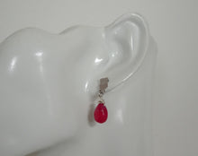 Load image into Gallery viewer, Red drop silver metal scrap earrings