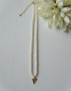 Gold Heart Pearl Strand Necklace