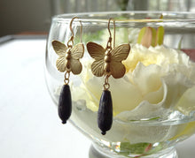 Load image into Gallery viewer, Butterfly and Lapis Lazuli Earrings