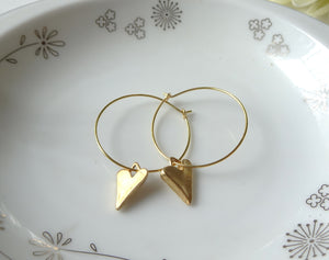 Gold heart hoop earrings