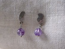 Load image into Gallery viewer, Silver Scrap Metal Amethyst Earrings