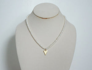 Gold Heart Pearl Strand Necklace