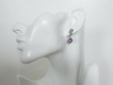 Load image into Gallery viewer, Silver Scrap Metal Amethyst Earrings