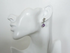 Silver Scrap Metal Amethyst Earrings