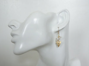 Gold Heart Pearl Cluster Earrings