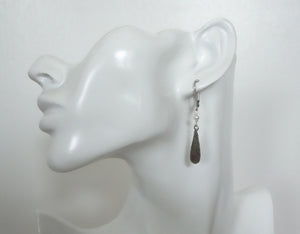 Textured metal drop earrings with pearl 