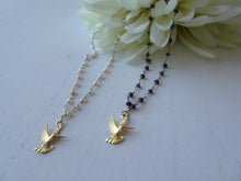 Load image into Gallery viewer, Gold Humming Bird Pearl Chain Necklace